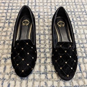 C. Wonder Velvet Loafers gold hearts sz 8